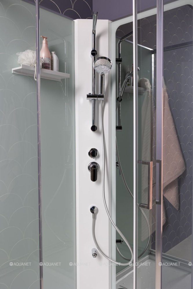 Душевая кабина Aquanet Passion P 3.0 90x90, прозрачное стекло, поддон низкий, двери раздвижные