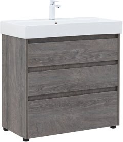 Тумба с раковиной Aquanet Nova Lite 85 дуб рошелье (3 ящика)