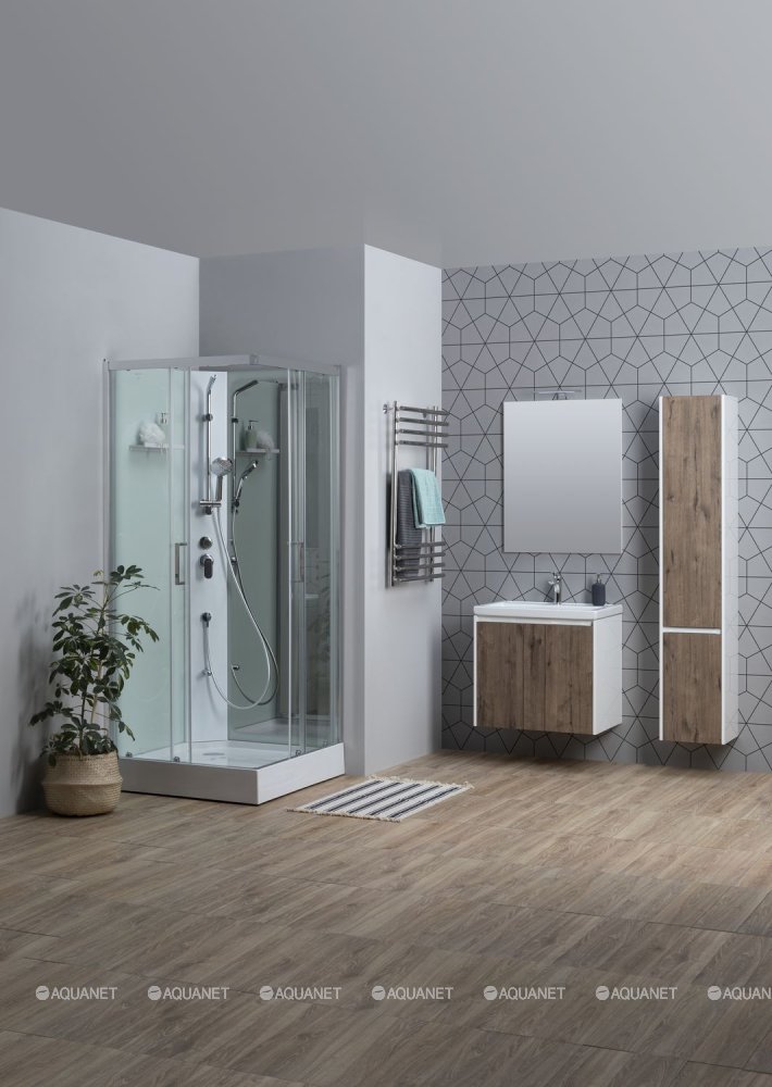 Душевая кабина Aquanet Passion S 2.0 90x90, прозрачное стекло, поддон низкий, двери раздвижные