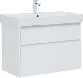 Тумба с раковиной Aquanet Nova Lite 85 2 ящ. (SLIM SYNERGY) цв.бел. глянец