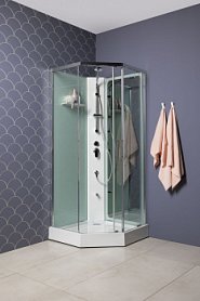 Душевая кабина Aquanet Passion P 3.0 90x90, прозрачное стекло, поддон низкий, двери раздвижные
