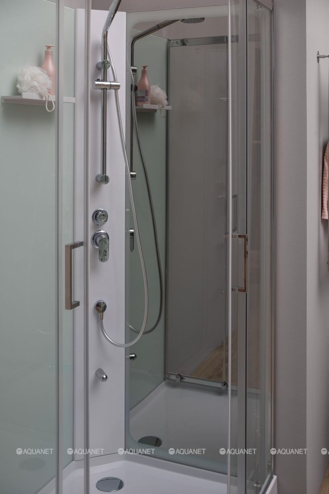 Душевая кабина Aquanet Passion S 2.0 90x90, прозрачное стекло, поддон низкий, двери раздвижные